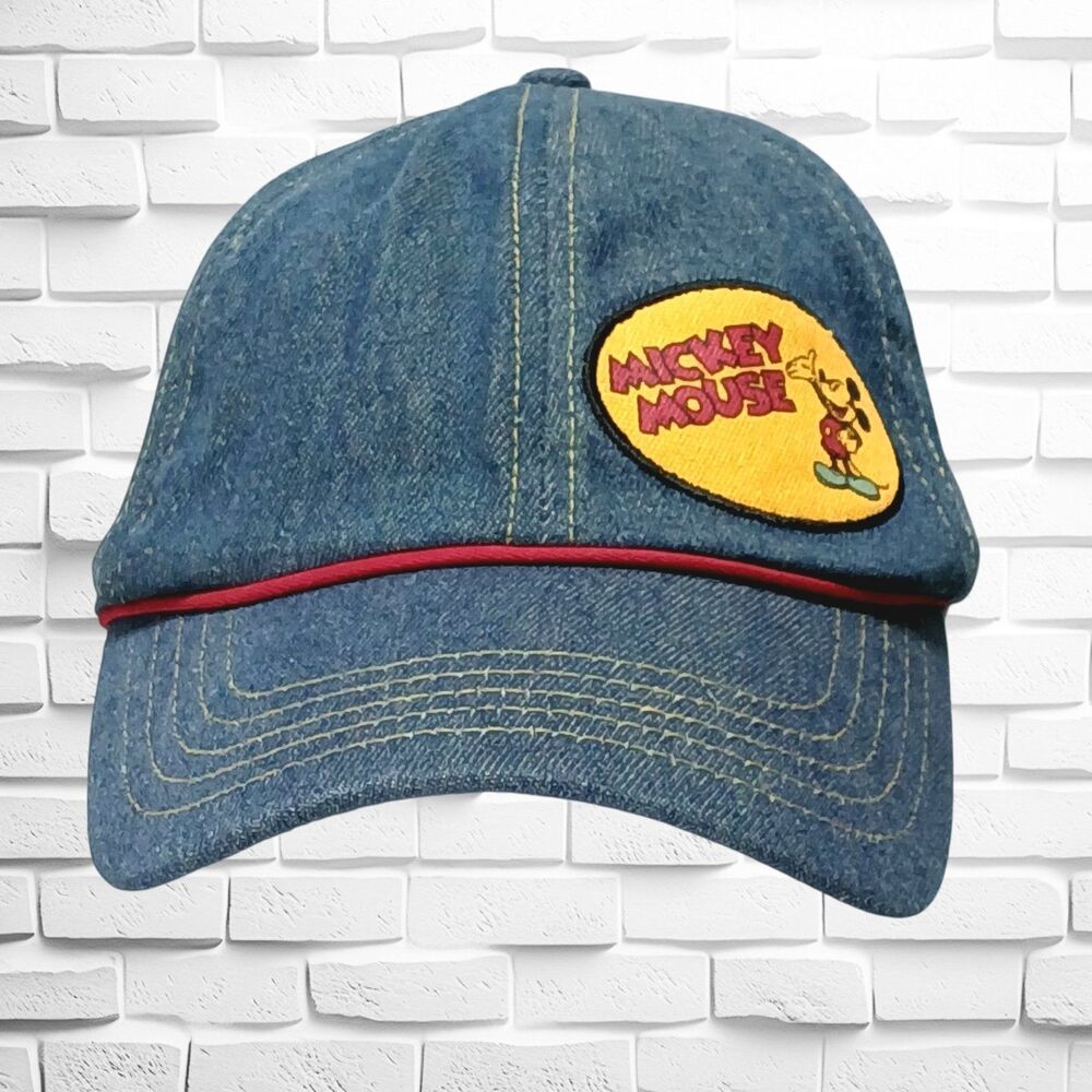 Vtg. Disney Mickey Mouse Blue Denim Conductor Baseball Hat, Adjustable GUC
